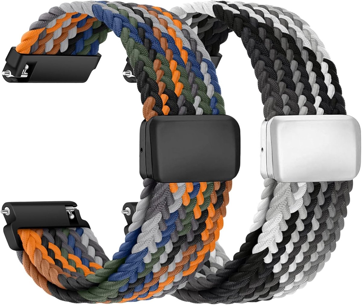 Horlogeband 20mm 22mm - Nylon Gevlochten - Magnetische Sluiting - Comfortabele Vervangband - SnelShoppen