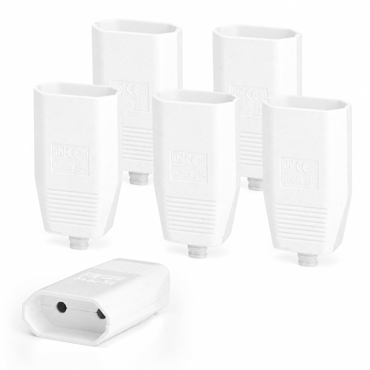 Eurokoppeling platte 6 stuks - Schuko eurostekkerkoppeling 250V - compacte platte koppeling - SnelShoppen