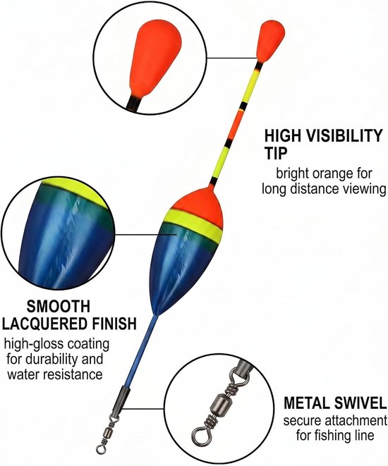 Foreldrijver 10 stuks (0,6 g-4,5 g) - hoge gevoeligheid - ovale vorm - snelle detectie in zoet water - ShopVlot — afbeelding 4