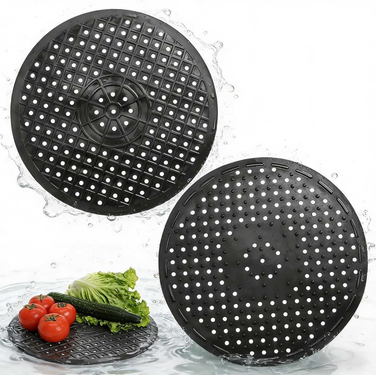 Rubberen afvoer mat 31 x 31 cm - Set van 2 - Antislip materiaal - Beschermende mat voor keukenwasbak - ShopVlot