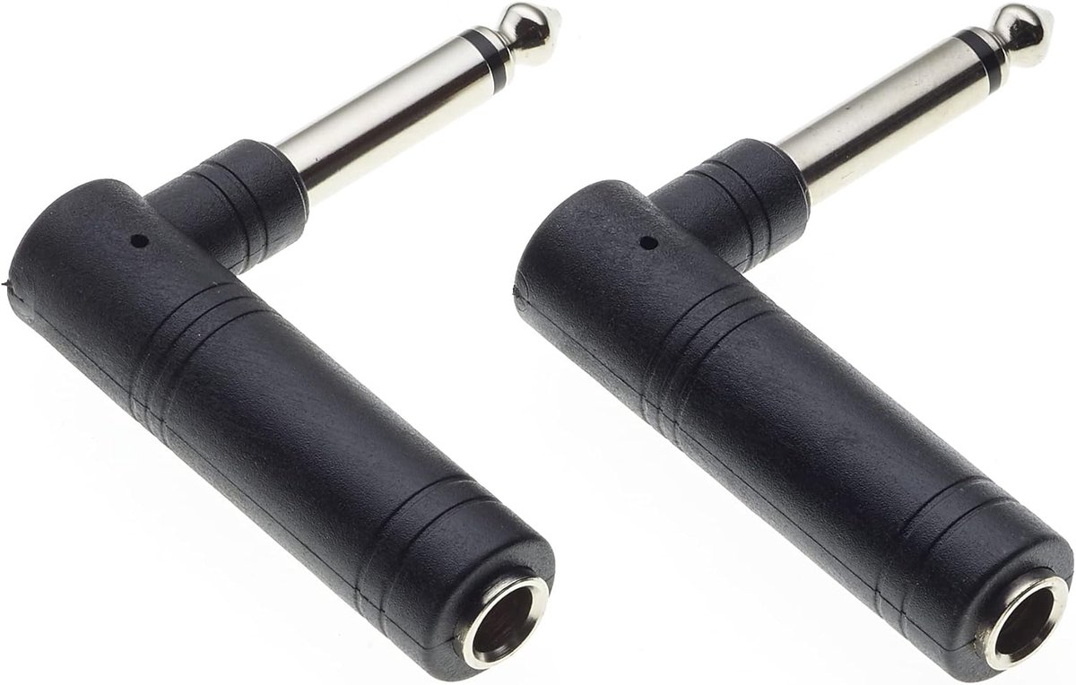 Mono jack adapter 6.35mm - 90 graden - voor guitar en AMP - ruimtebesparend - ShopVlot