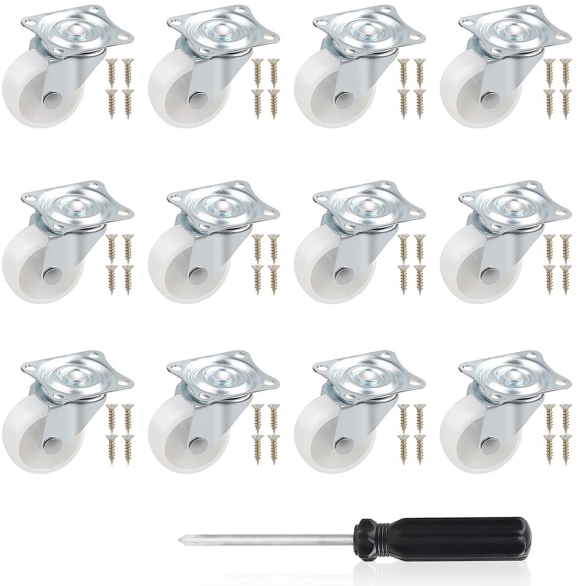 Meubels wielen set 38 mm - 360° draaibaar - hoogwaardig kunststof - eenvoudig te installeren - ShopVlot