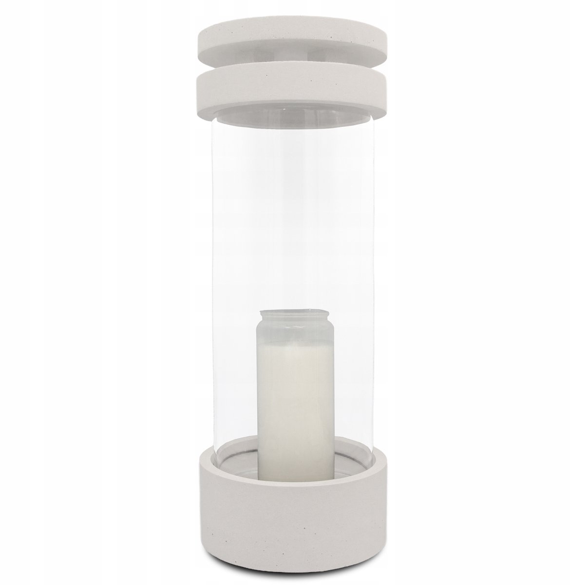 Exclusief DESLi Znicz: Beton & Glas, Hoog 36cm, Wit