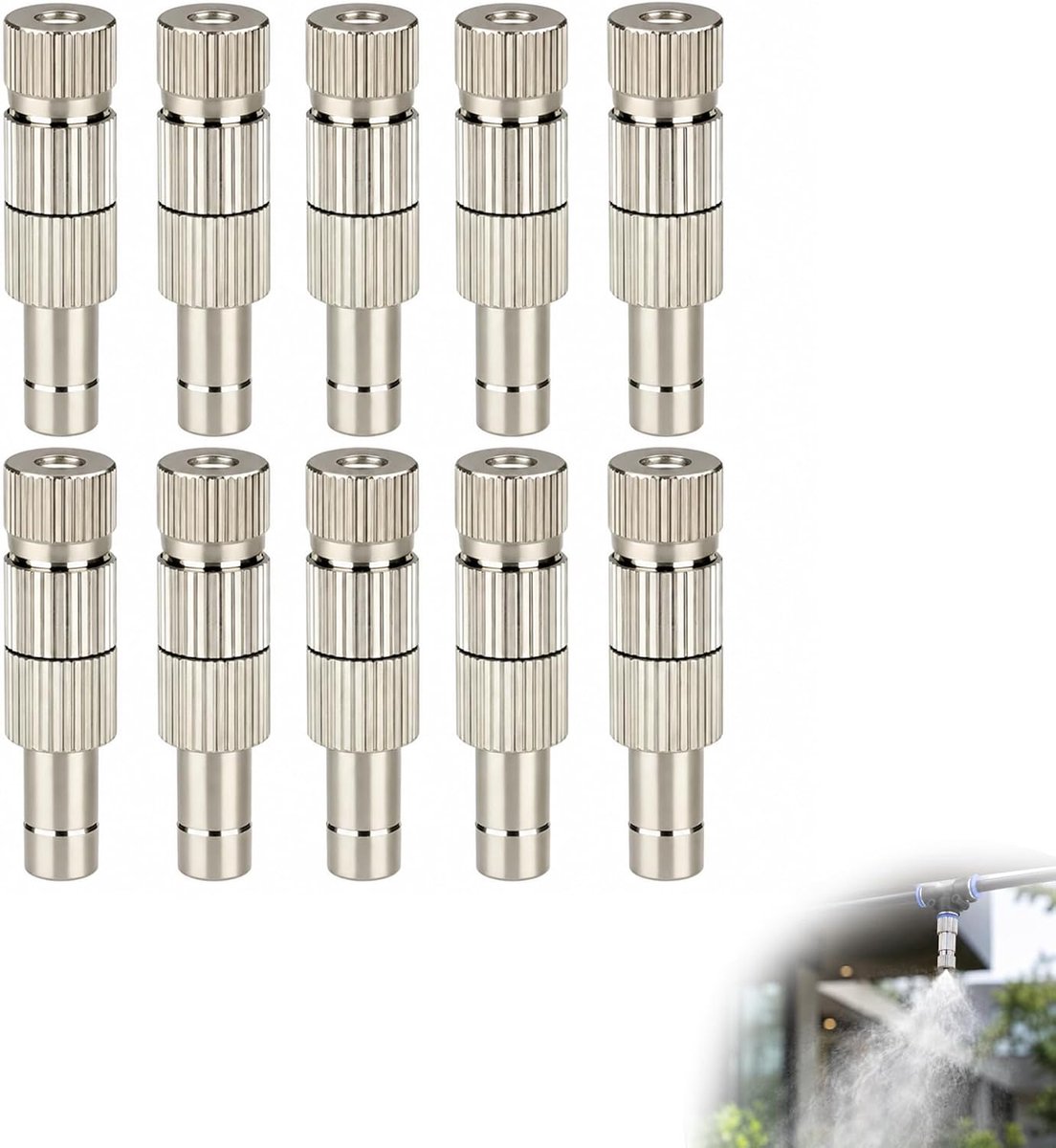 Snelkoppeling 6 mm - Messing mistmondstuk - Fijne nevelsproeikop - Ideaal voor koeling - ShopVlot