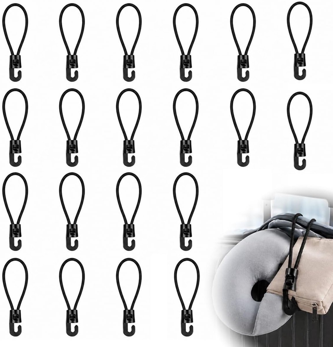 Elastische banden met haken 15 cm - robuuste spanners - herbruikbaar - veilig bevestigen van dekzeil - ShopVlot
