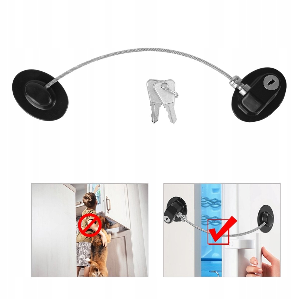 Kinderslot koelkast en kast - veiligheidsslot met stalen kabel