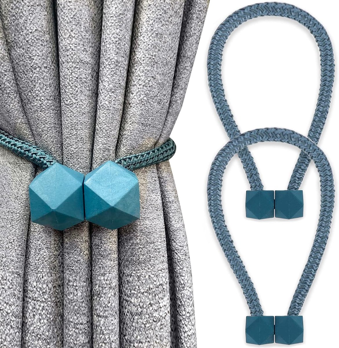 Gordijnhouders magnetisch 2-pack - stijlvolle zwarte decoratie - voor slaapkamer en woonkamer - ShopVlot