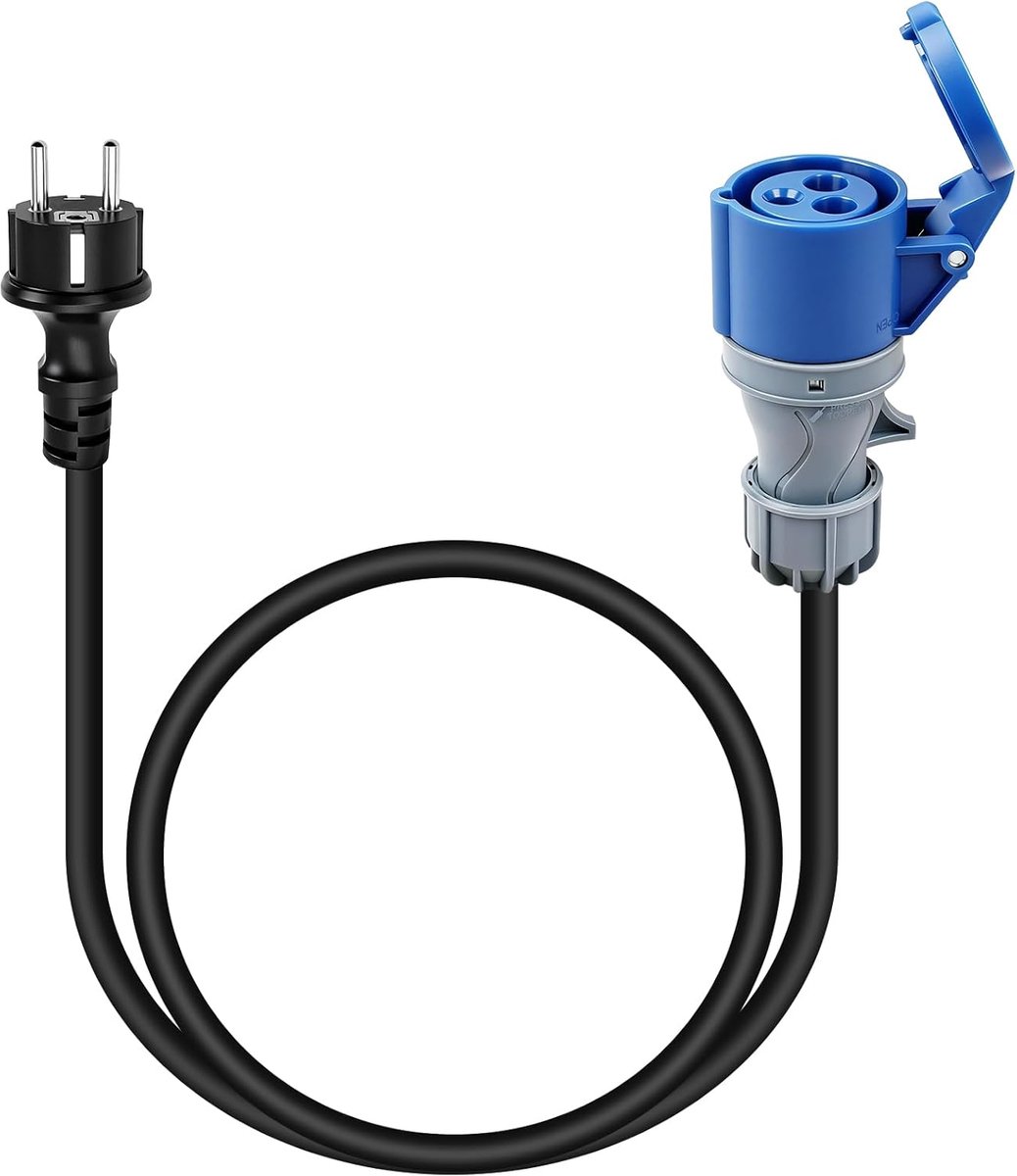 Stekker naar CEE-koppeling 16 A/250 V - 150 cm rubberen kabel - IP44 bescherming - ideaal voor buitengebruik - ShopVlot