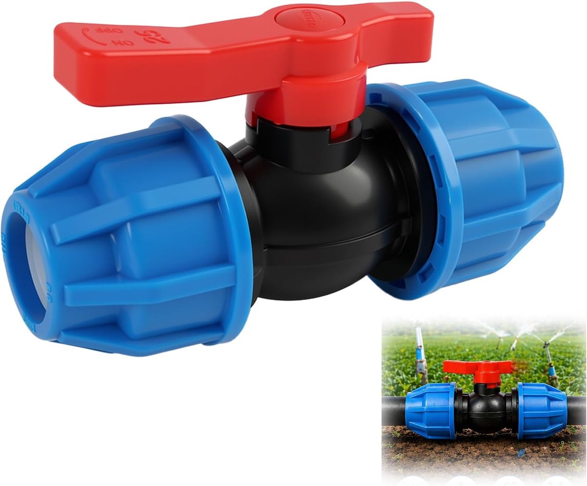 Kogelkraan 25 mm - Plastic kogelventiel - Slangfitting met hoge duurzaamheid - Ideaal voor irrigatie - SnelShoppen