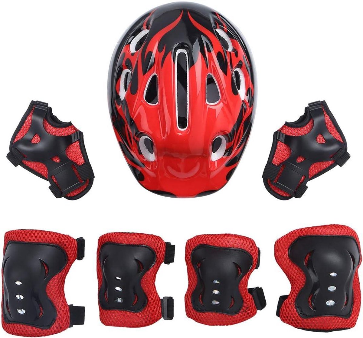 Beschermingsset Kinderen - Sportset Veiligheid - Buitensporten Bescherming - Uitgebreide Set - 50-54 cm hoofdomtrek - Rood A