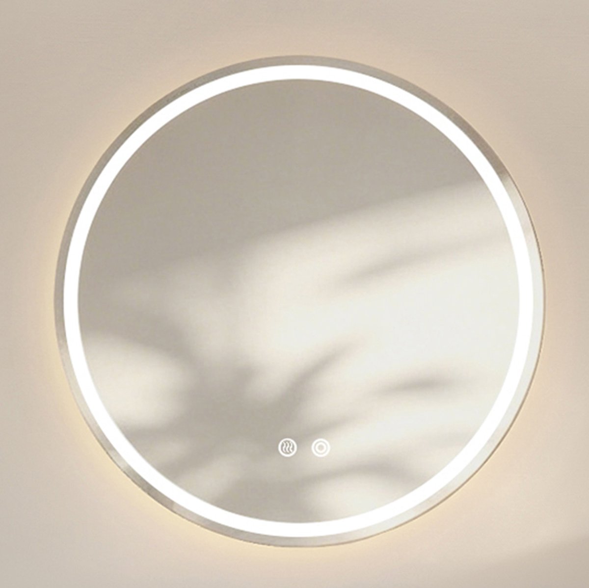 Spiegel Rond 80 Cm Met Dimbare Led Verlichting En Anti Condens Touchbediening Silver Glas Voor Moderne Badkamer Wandspiegel