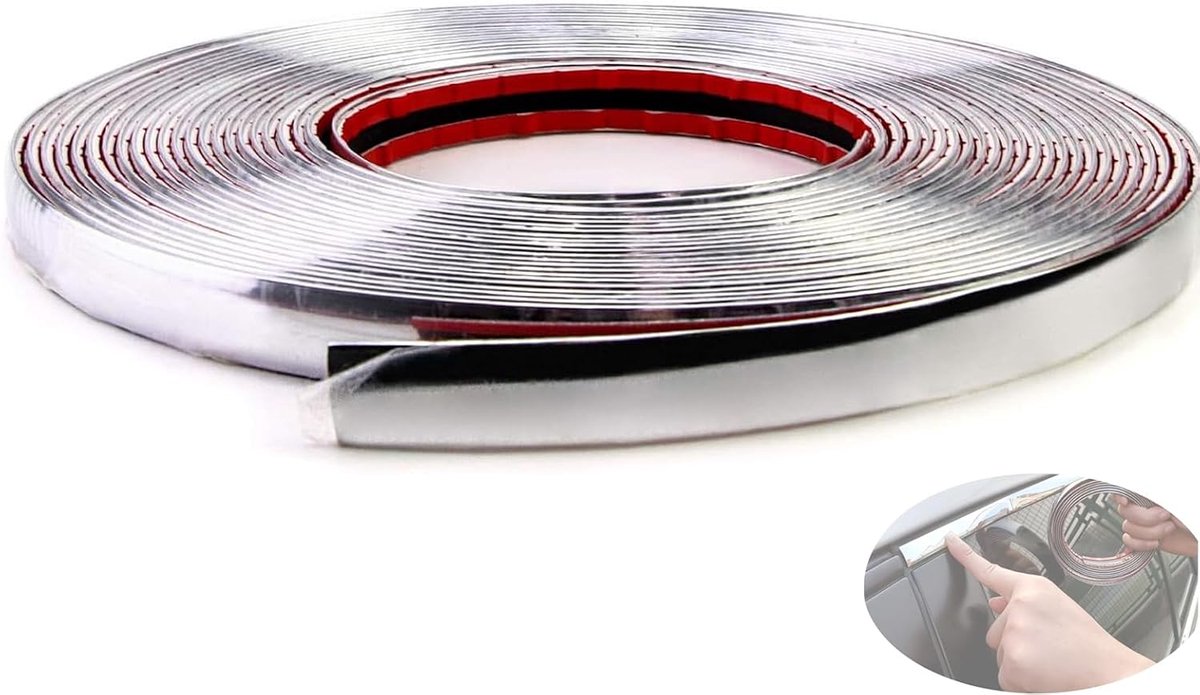 Chroom strip 5m x 25mm - Zelfklevend - Flexibele bumperbeschermer - Ideaal voor raamdecoratie - SnelShoppen