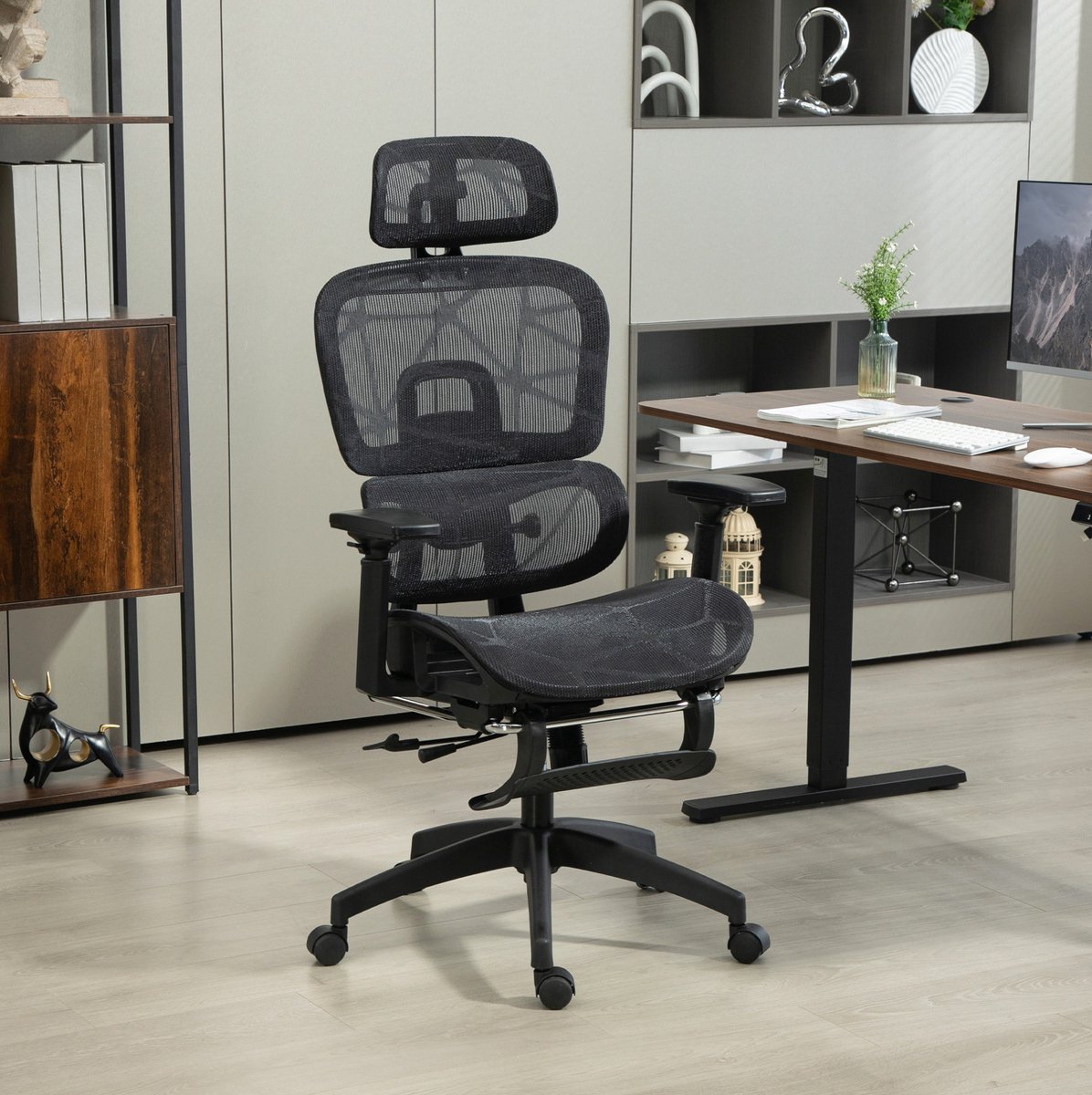 MODFU Bureaustoel-Ergonomisch-Mesh-Zwart
