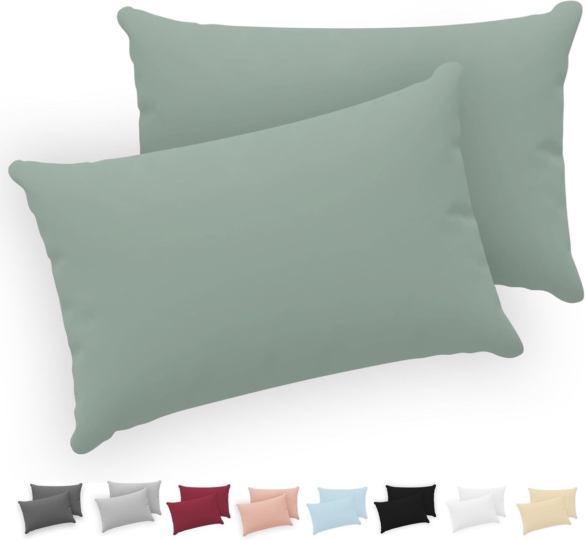 Kussensloop 30x50 cm - 100% Katoen Jersey 150 GSM - Groene kleur - Stijlvolle en praktische sluiting - SnelShoppen