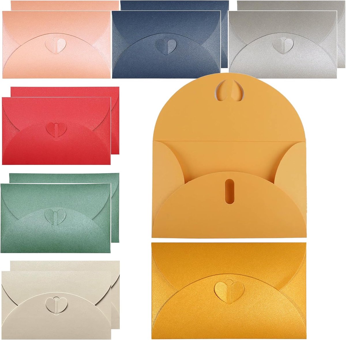 Gekleurde enveloppen 10x7cm - hartvorm - kraftpapier - voor wenskaarten en uitnodigingen - SnelShoppen