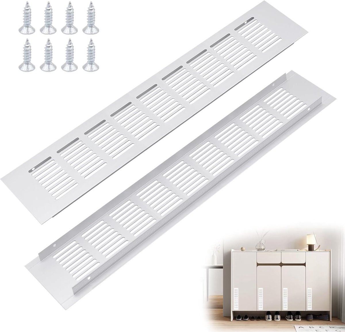 Ventilatierooster 400x80mm - Aluminium - Corrosiebestendig - Efficiënte luchtcirculatie - SnelShoppen
