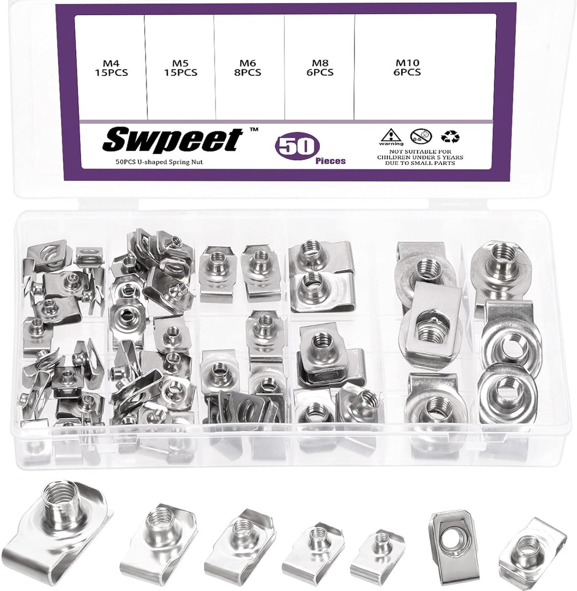 U-vormige clips set M4 M5 M6 M8 M10 - 304 roestvrij staal - veelzijdige bevestigingsmiddelen - m-winkel