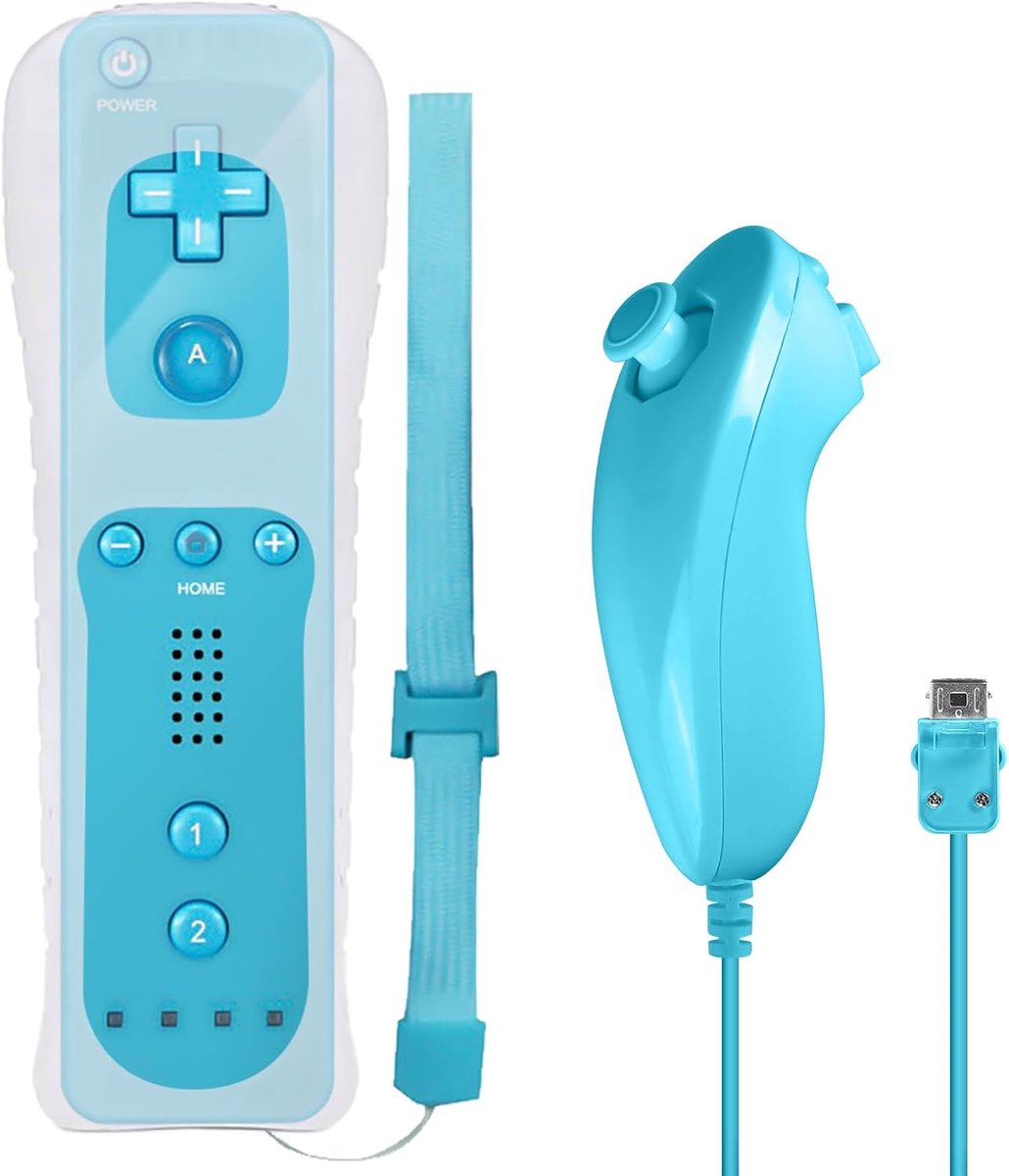 Wii-afstandsbediening gamecontroller - met Nunchuck - blauw - duurzame joystick voor U-console - SnelShoppen