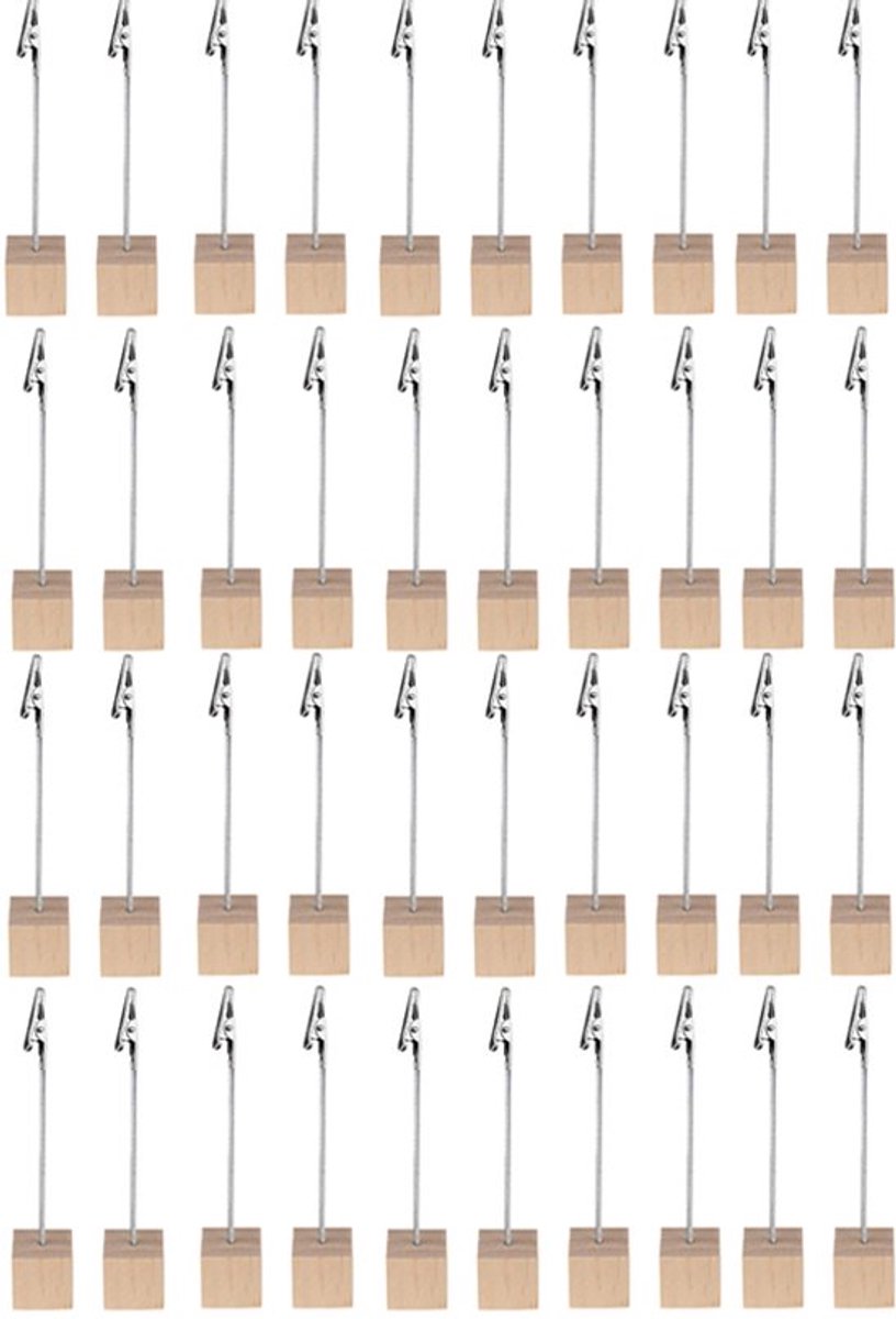 Fotohouders clip - 40 stuks - Memo-cliphouder - Standaard - Fotohouder met klemmen - Memohouders - Notitiehouder - Houten kaarthouder - Tafelkaarthouder - Naambordje - voor kantoor, bruiloft, feest, huisdecoratie