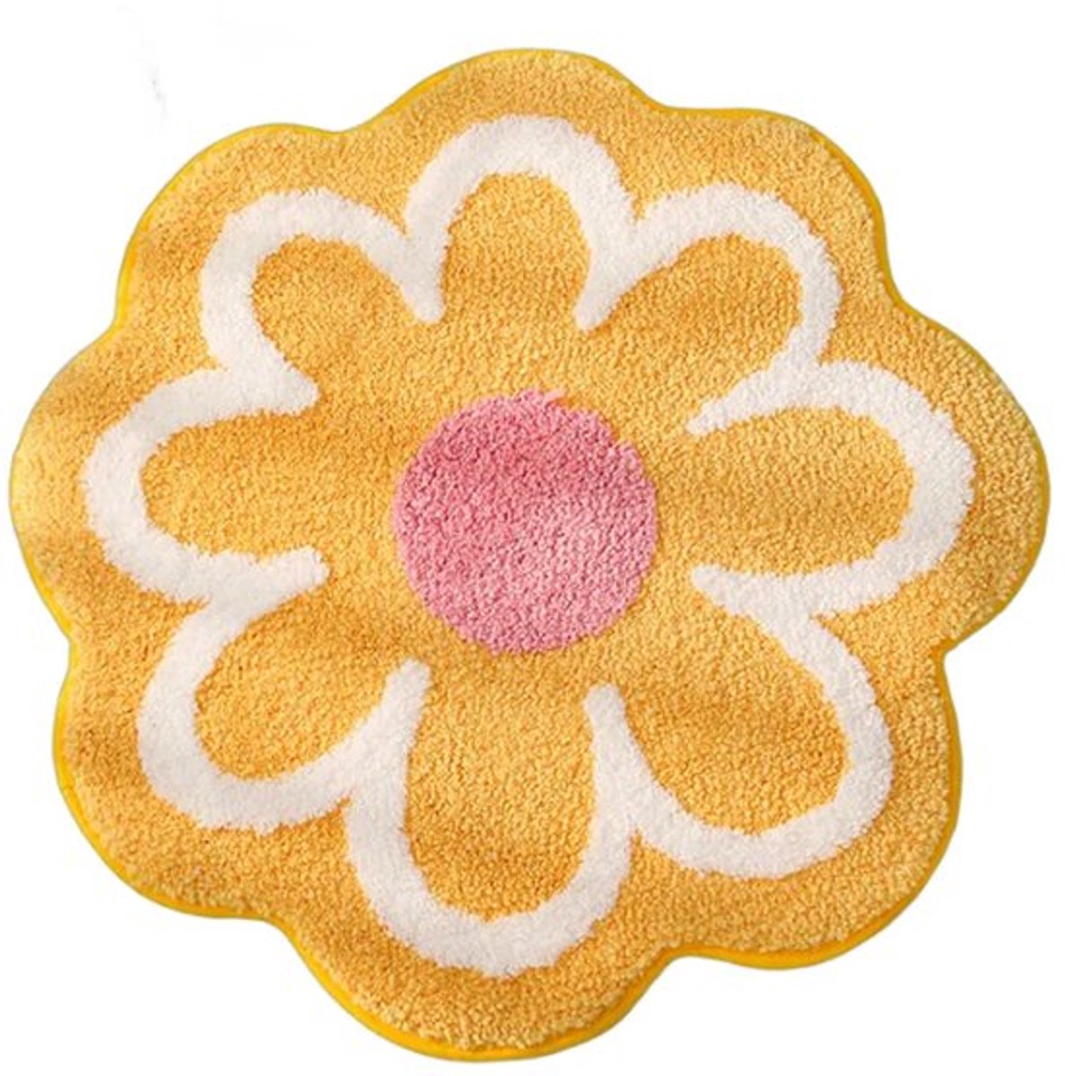Badkamerkleedje/badmat tapijt - Badmat antislip - Bloemenpatroon - Douche Badmat Cadeau - 40*40*1.7cm - geel - Polyester - Kamerdecoratie