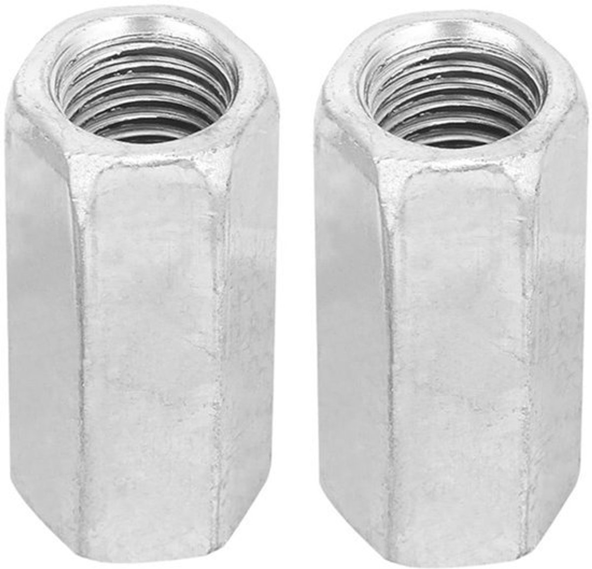 Verzinkt Koolstafstaal Lange Staaf Moer M16 * 50 * 22mm - Set van 2 stuks - Hex Zeshoekige Mouw Moer Standoff Schroefdraad Fasteners