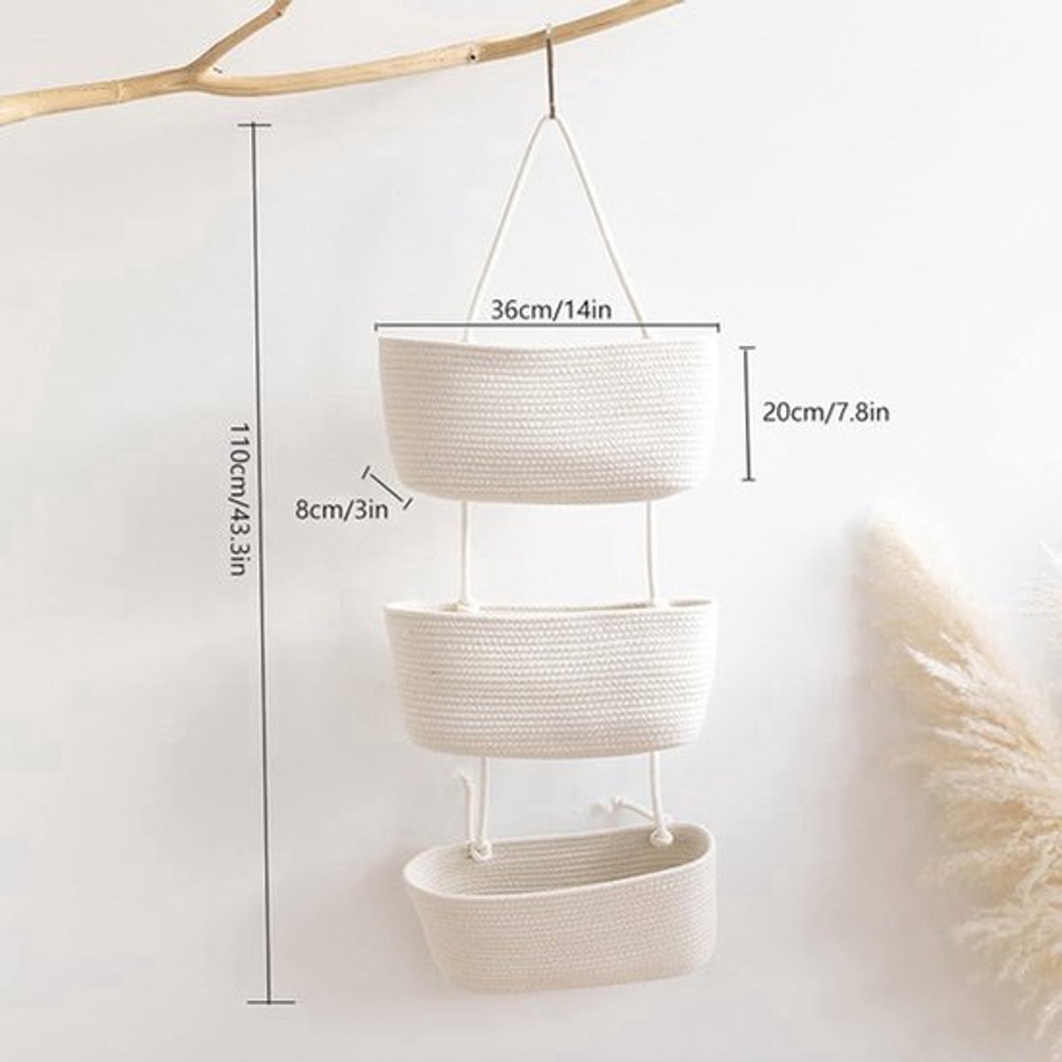 Deur-wandorganizer hangende organizer met zakken meerdere vakken voor kinderkamer badkamer slaapkamer (wit)