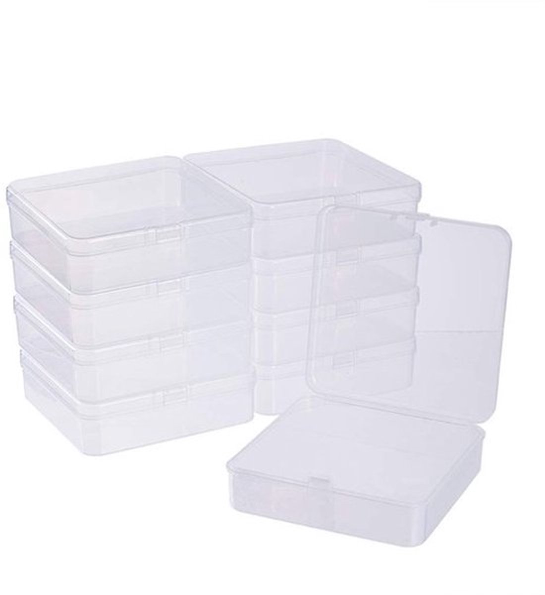 Kralenopbergcontainers-10 Stuks-Vierkant-Transparant-9,5 x 9,5 x 3 cm