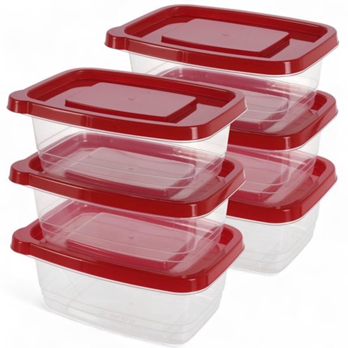 Set van 6 BPA-vrije Stapelbare Plastic Bewaarboxen - Magnetronbestendig en Luchtdicht (1150 ml)