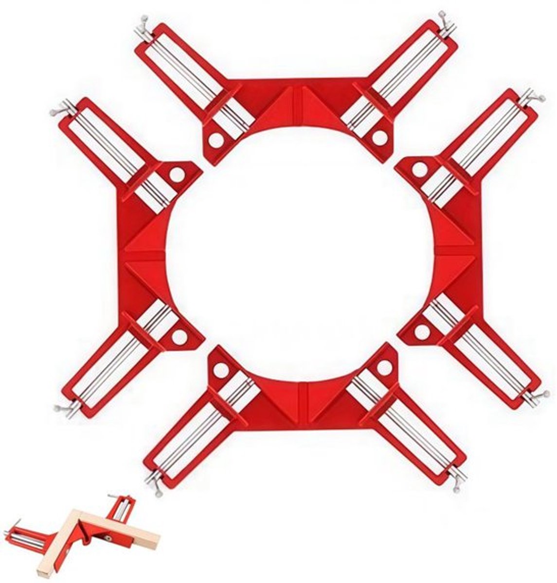 4 stuks - Klemmen van 90 graden - haakse klemmen - timmermans winkelhaak houtbewerking gereedschap - voor houtbewerking, lassen, fotolijsten, glazenhouders - 17×11×9cm