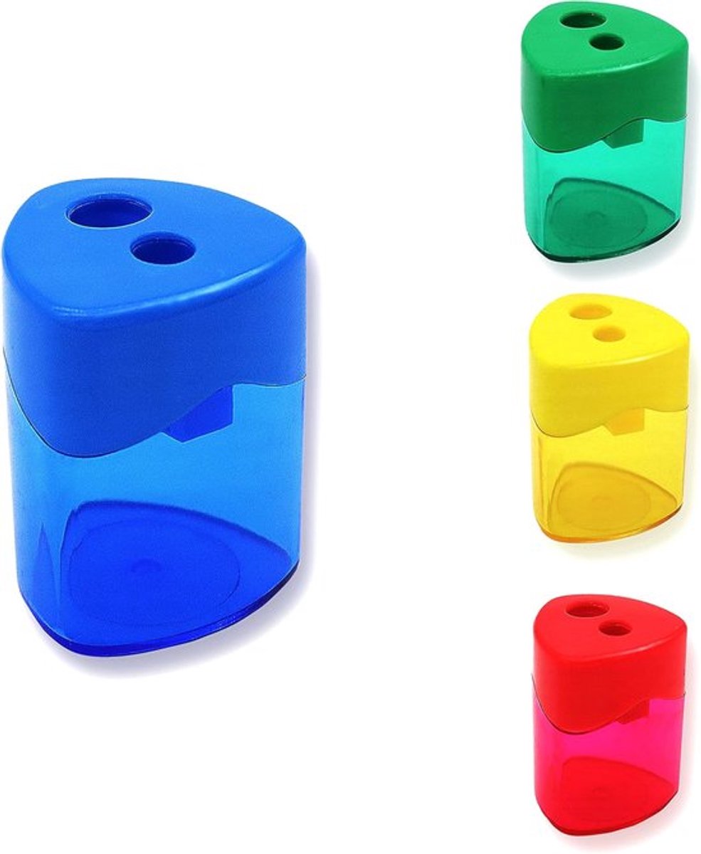 Puntenslijpers, 20 stuks puntenslijpers handmatig, compacte, gekleurde handpuntenslijper met twee gaten voor kinderen met deksel, volwassenen, studenten, school, klas, thuiskantoor (groter，Willekeurige kleur)