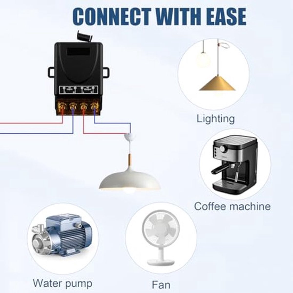 Draadloze afstandsbediening schakelaar, 433MHz, relaisontvanger AC 220V 230V 240V 110V 30A met 2 zenders afstandsbediening voor waterpompen, huishoudelijke apparaten en landbouwirrigatie
