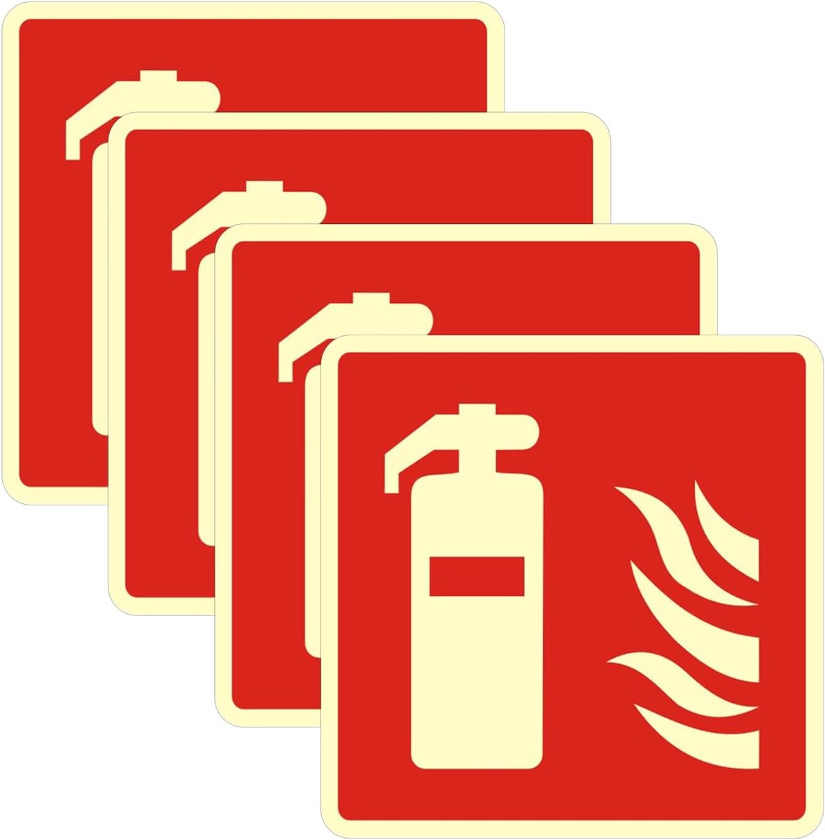 Brandblusser Stickers 15 x 15 cm - PVC Luminous - Waterproof - Voor binnen en buiten gebruik - ShopVlot