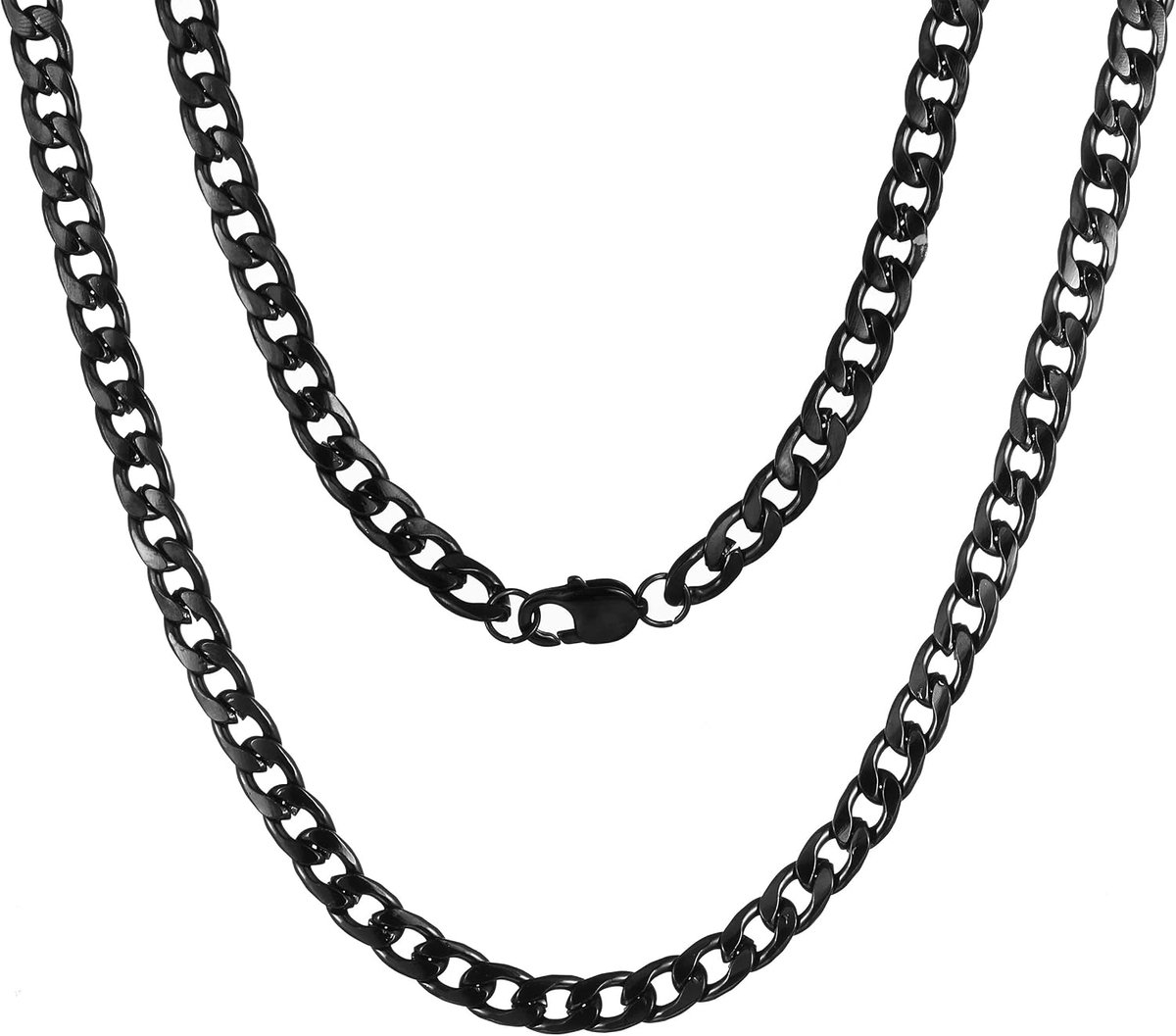 Pantserketting voor heren, zilver/goud/zwart, Cubaanse roestvrij stalen ketting, Cubaanse halsketting voor mannen, breedte 6/9 mm, 45/50/61 cm