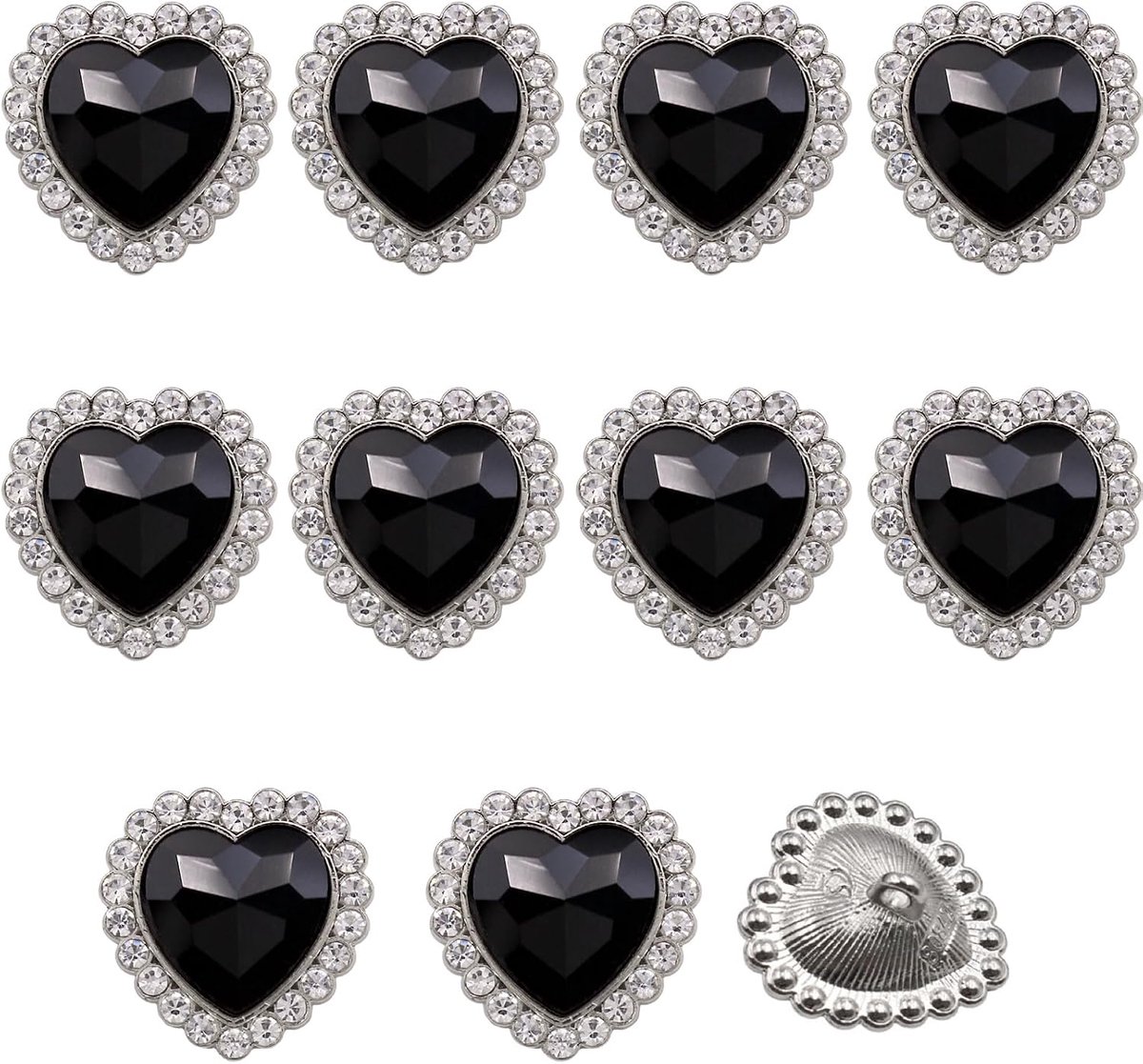 Knopen goud retro vintage parelknopen faux parel knoppen hart kristal strass knoop parel-perzik hartknopjes voor kleding, doe-het-zelf knutseltassen (Black (28mm))
