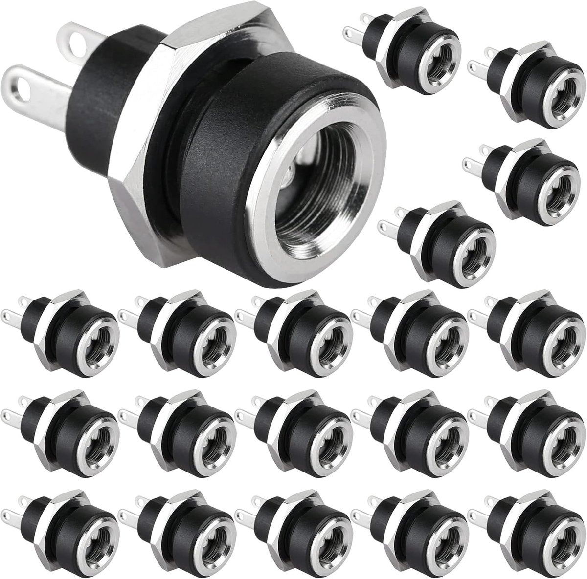 5,5 x 2,1 mm 2 pins DC Power Jack bus paneelmontage aansluitbus 20 stuks
