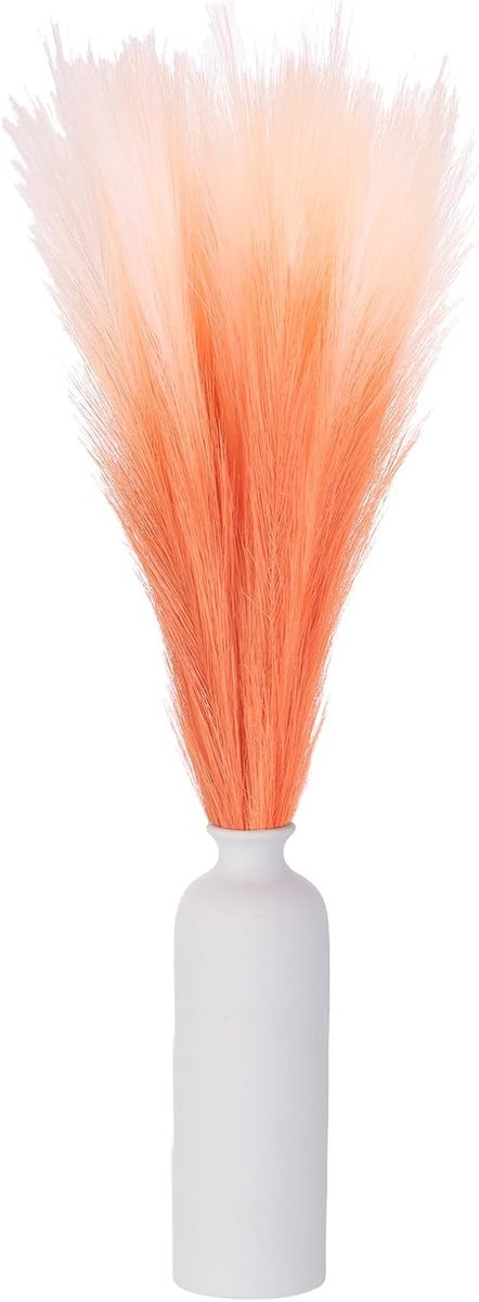 6 stuks vals pampasgras, 45 cm, pluizig pampasgras, decoratief bloemenarrangement voor thuis, bruiloftsdecoraties, oranje kleurverloop