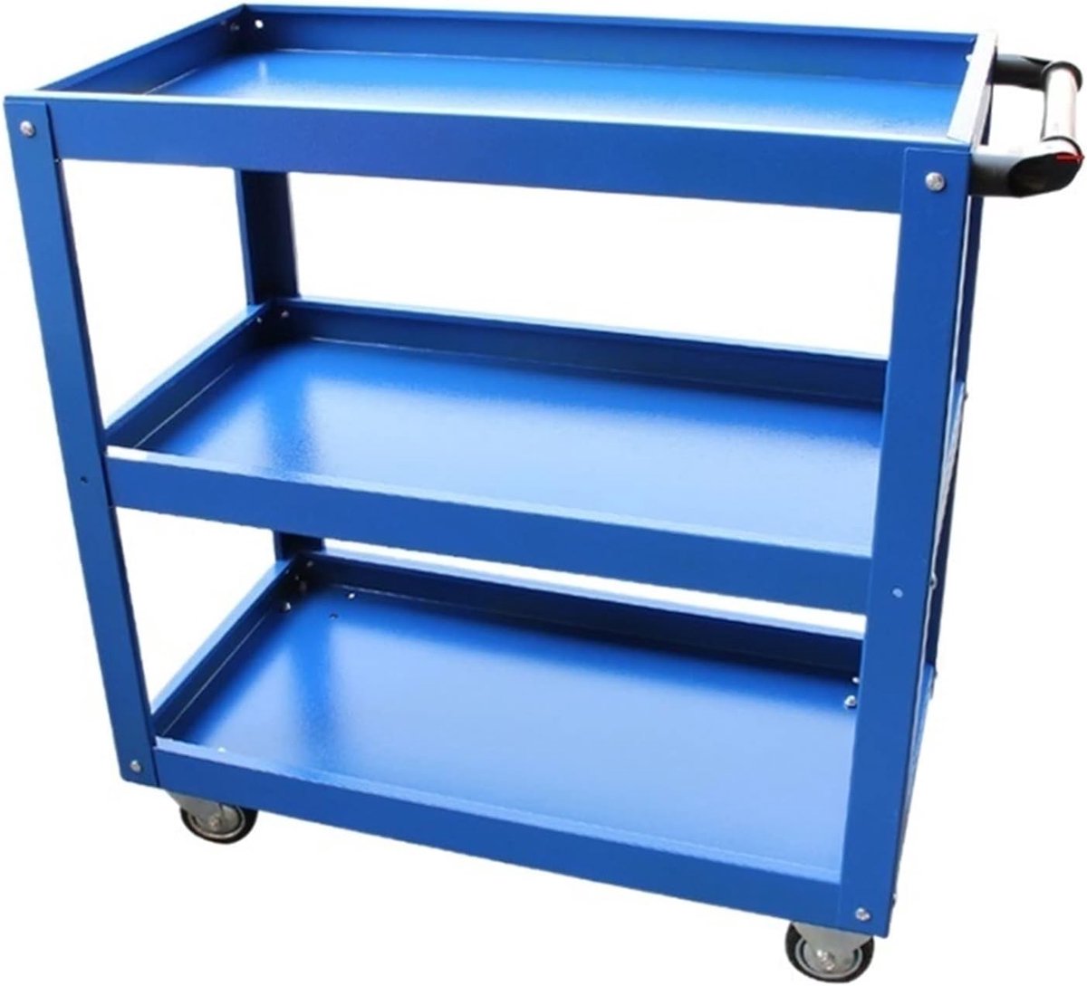 Gereedschapswagen, drielaagse mobiele wagen, gereedschapskist, onderdelenwagen, gereedschapskast, geschikt voor werkplaats, tuin (Blue )