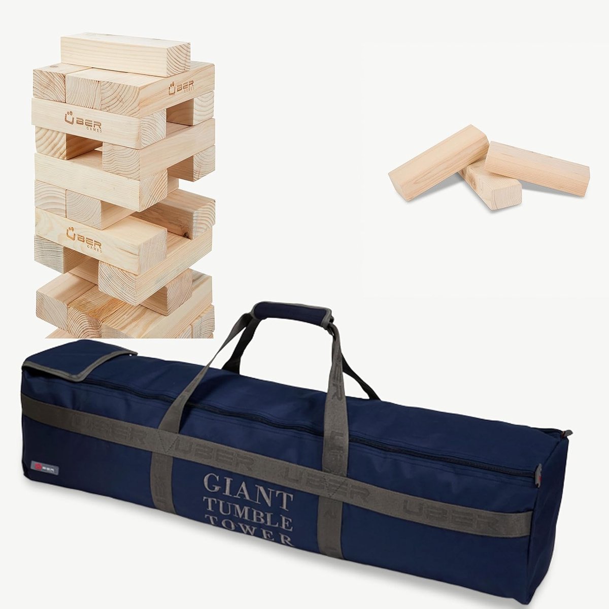 Waggeltoren - 150 cm hoog - Eco India hardhout - Luxe nylon draagtas - Fantastisch spel - SnelShoppen