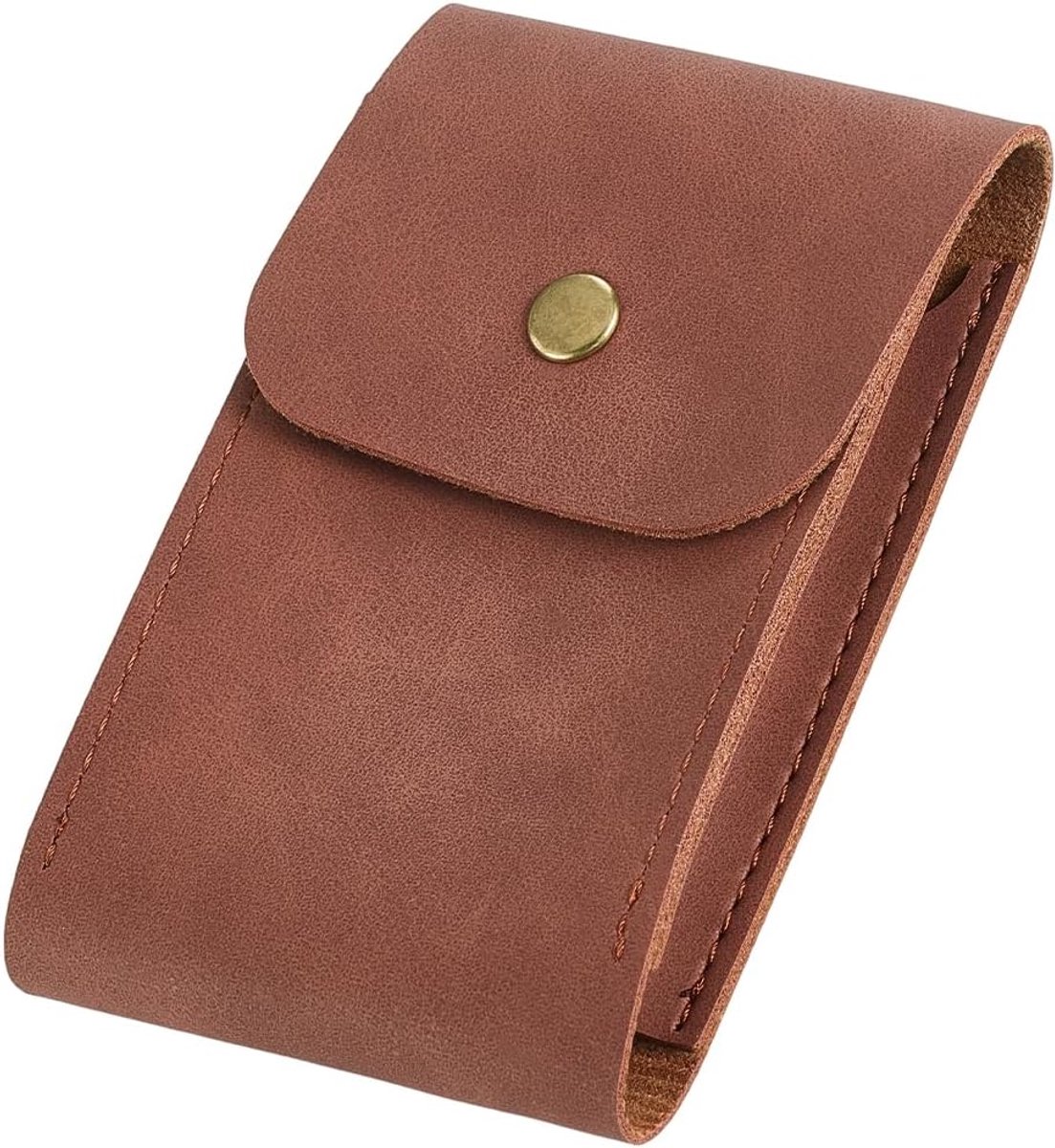 Etui van kunstleer voor speelkaarten, van leer, voor eenpersoonsbed, donkerbruin, compatibel met portemonnee, met kliksluiting voor poker, brug, games
