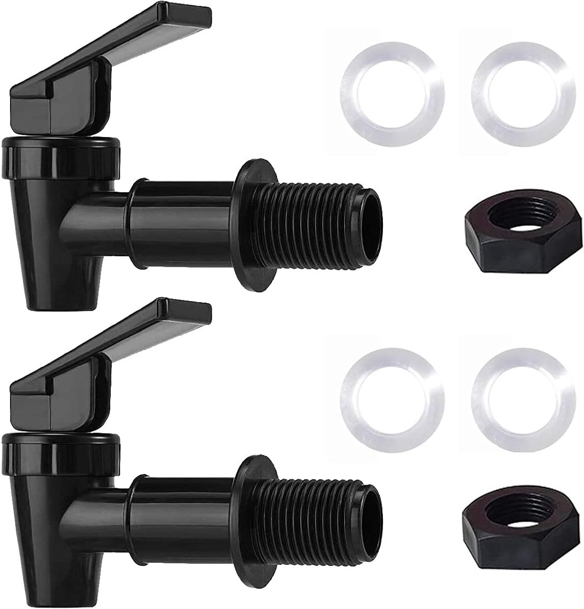 BPA-vrije kunststof waterkraan, vervanging huishoudelijke wateremmer, waterkoeler filtratiesystemen waterkruikdispenser (2 zwart)