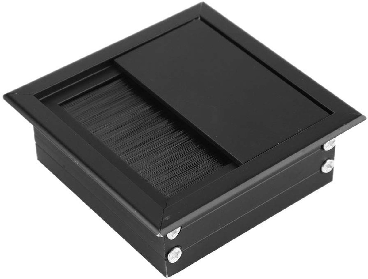2 stks Draad Kabel Gat Cover Tafel Bureau Rechthoek Aluminium Draad Kabeldoorvoer Gat Cover met Borstel(9 * 9 * 6)