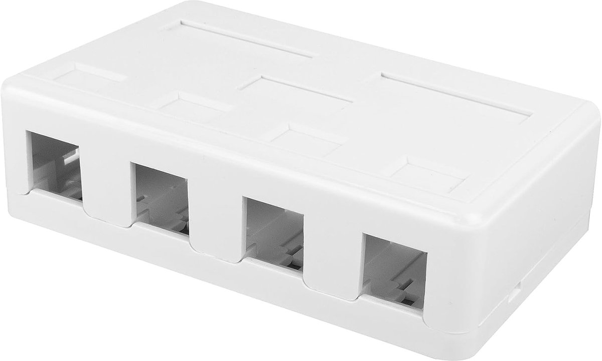 Keystone FA6031 Opbouwdoos voor 4 keystone-modules (onbeladen), netwerkcontactdoos opbouw voor wandmontage, kabeluitlaat vergroting