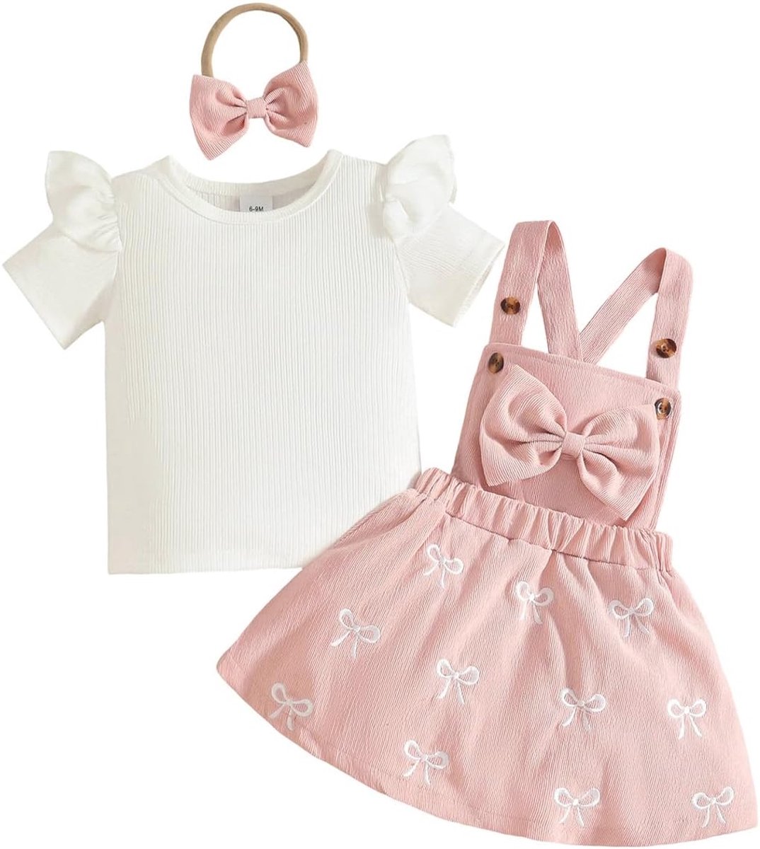 Kleding voor peuters - korte mouwen - corduroy top - schattige bretelrok set - SnelShoppen