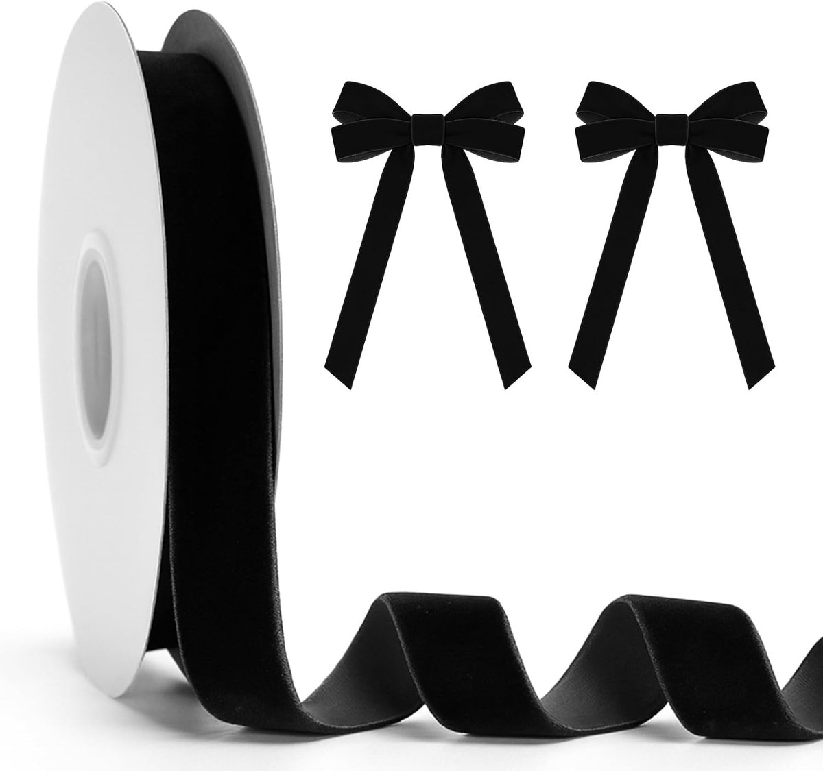20 mm zwart fluwelen lint voor geschenkverpakking, 10 m dik, smal ghristmaslint voor kerstboomdecoratie, haar, strikken maken, knutselen