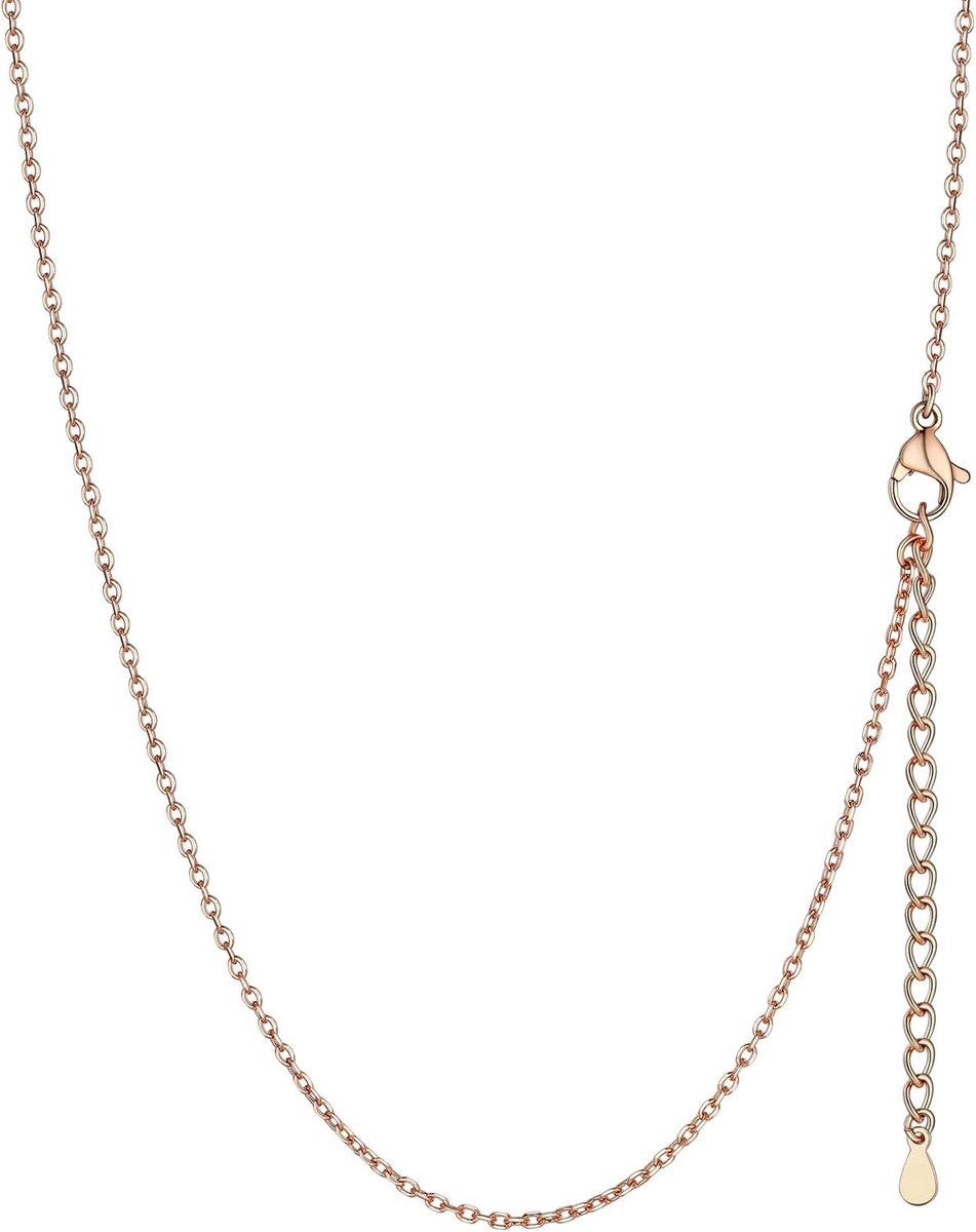 Dames roloketting zonder hanger roestvrij staal schakelketting charm choker ketting, breedte 1,4 mm / 2 mm, kettinglengte 35/41/46/51/56/61/66/71/76cm+2cm