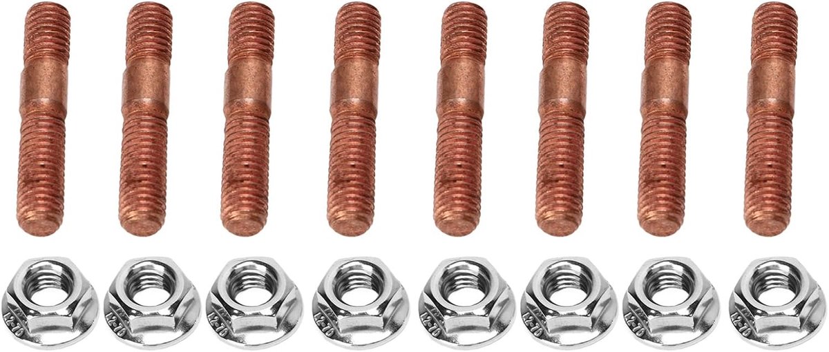 8 Pcs M8 1.25 Schroefdraad Turbo Studs Kit 8mm Hogedrukbestendig Uitlaatspruitstuk Stud Bout Moer Hardware Metalen Legering