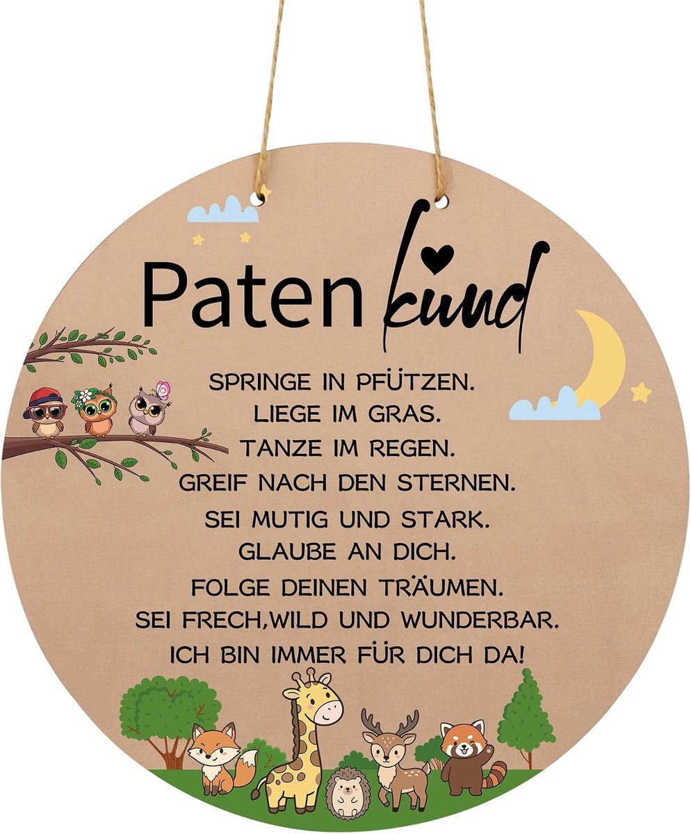 Doopgeschenk, peetkind, cadeau voor meisjes en jongens, doopgeschenken, vormsel, peetkind, houten bord, rond, 20 x 20 cm, voor peetouders, communie