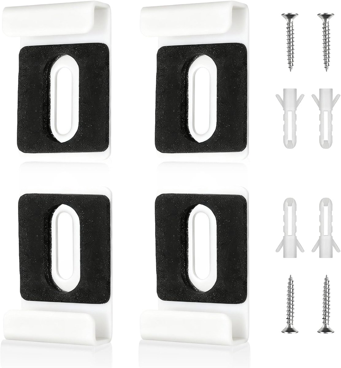 Spiegelhouder voor aan de muur, 4 stuks, witte spiegelhouders, roestvrijstalen spiegelwandhouder, met schroeven en pluggen, voor badkamers, kantoren, sportscholen