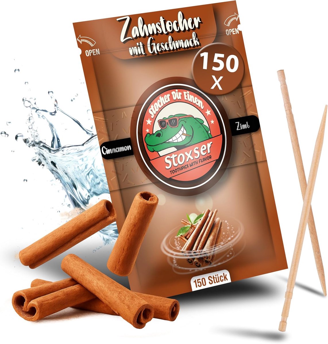 Tandenstokers met smaak 150 stuks - kaneel - verfrissend - ondersteunt mondverzorging - ShopVlot