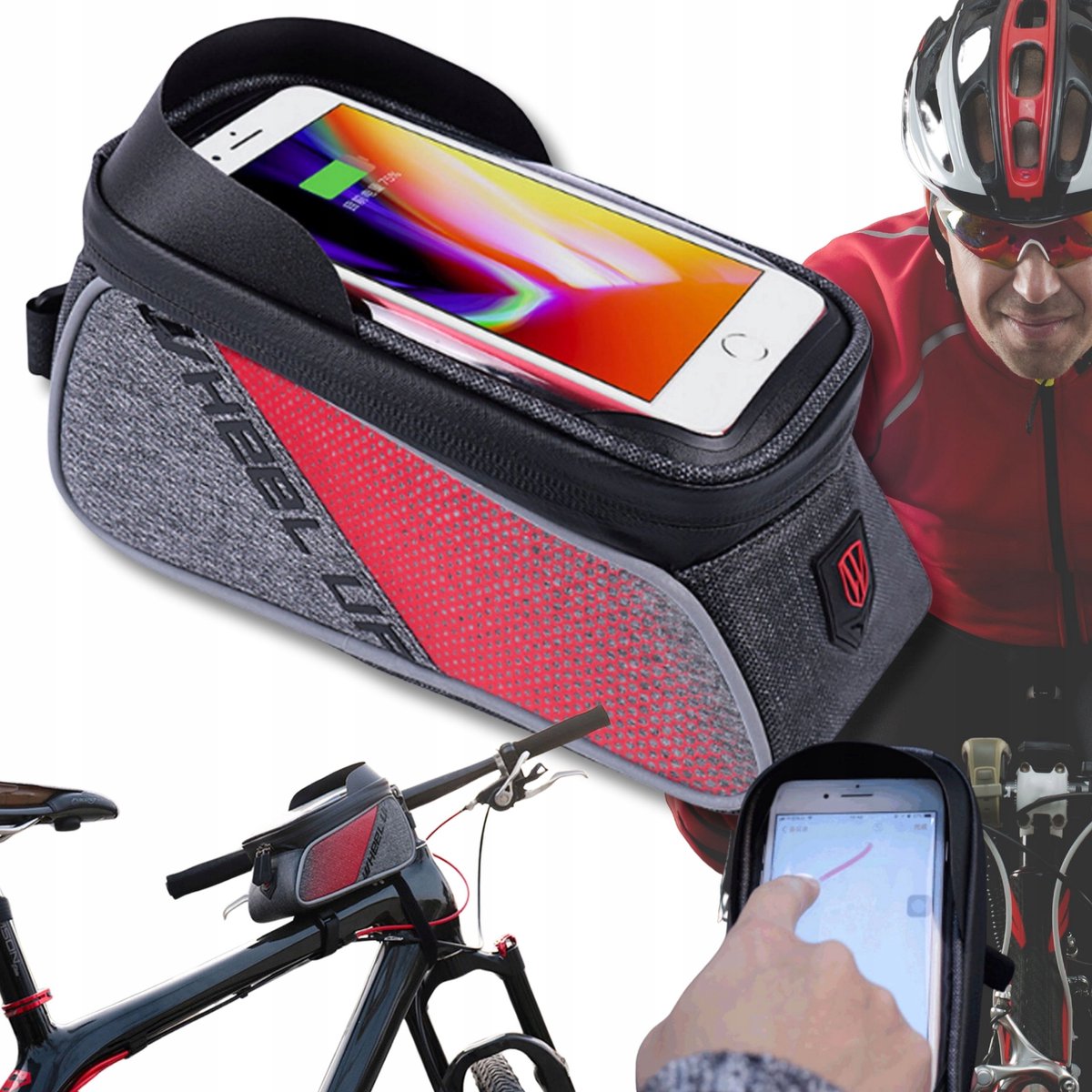 Merkloze Fietsframetas met Telefoonhouder & Waterdicht Ontwerp